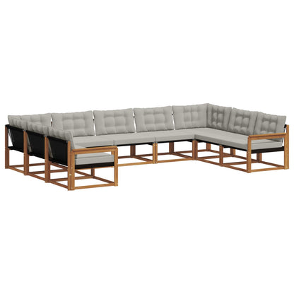 Set di divani da esterno 9 pcs Grigio Naturale e Chiaro | homemem39