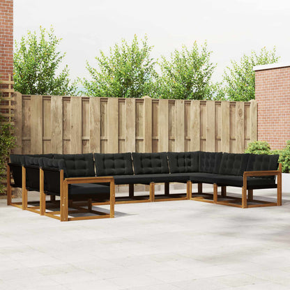 Set di divani da esterno con cuscino 9 pcs Naturale e Nero