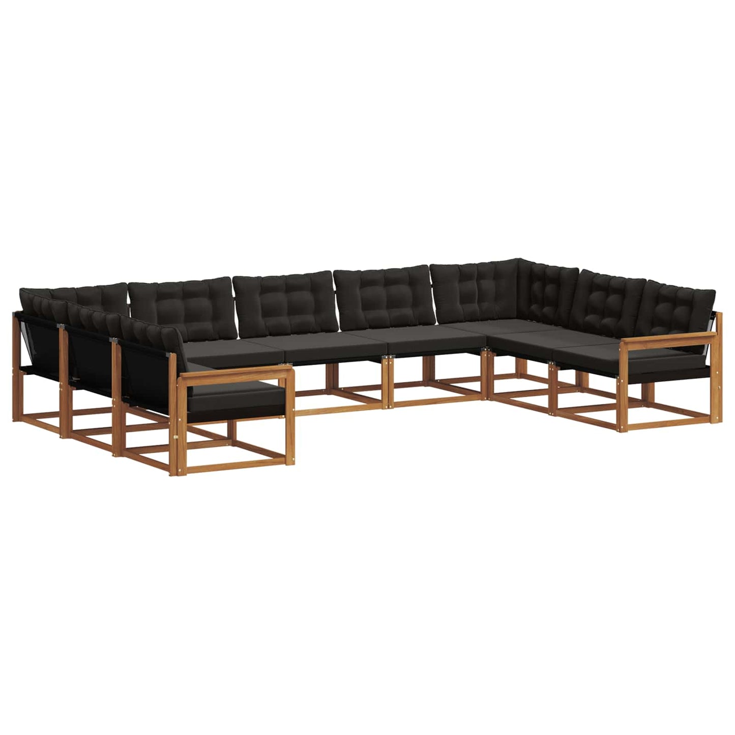 Set di divani da esterno con cuscino 9 pcs Naturale e Nero | homemem39