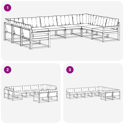 Set di divani da esterno con cuscino 9 pcs Naturale e Nero | homemem39