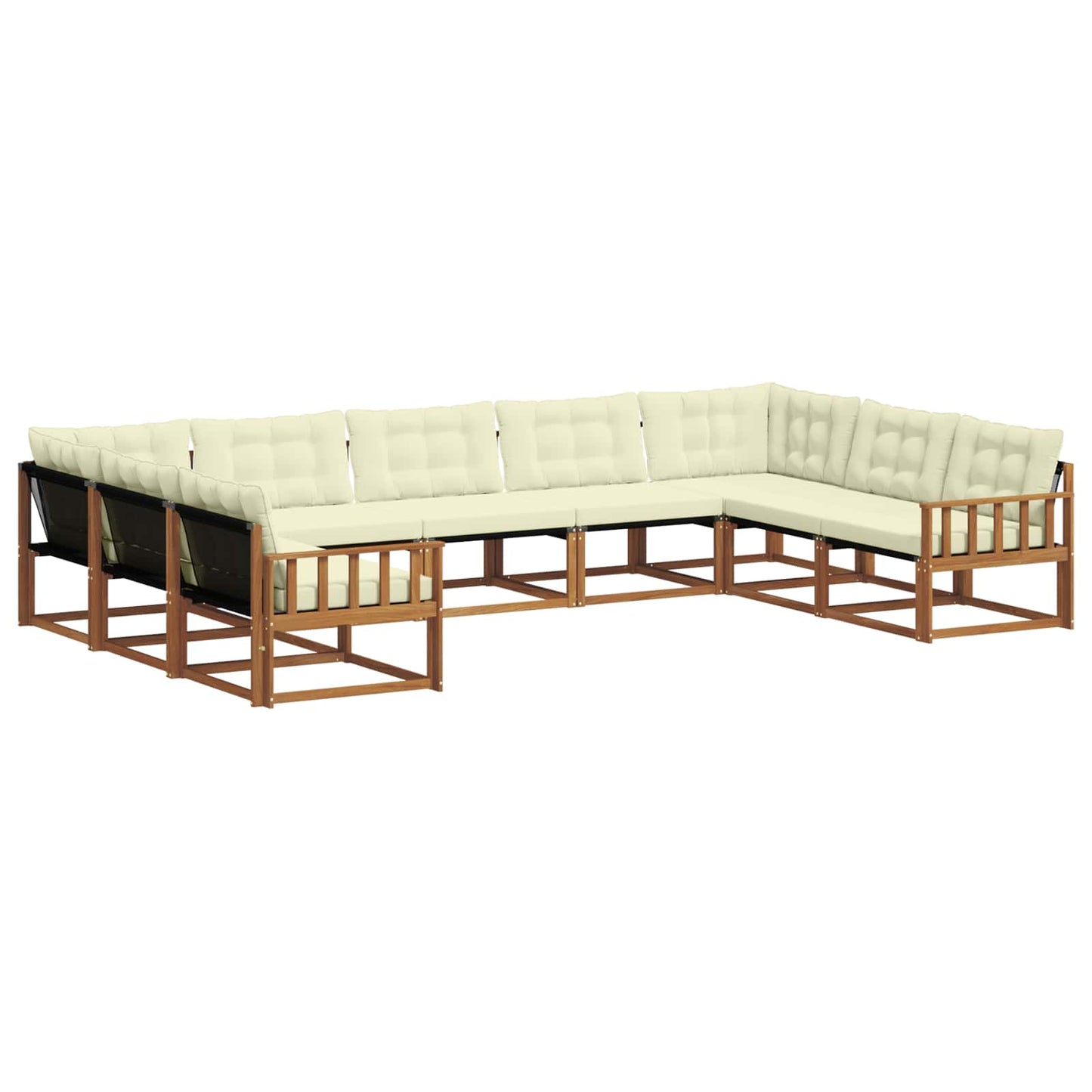 Set di divani da esterno con cuscino 9 pcs Naturale e Crema | homemem39