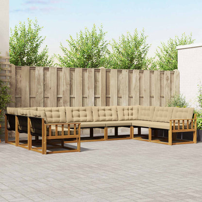 Set di divani da esterno con cuscino 9 pcs Naturale e Beige