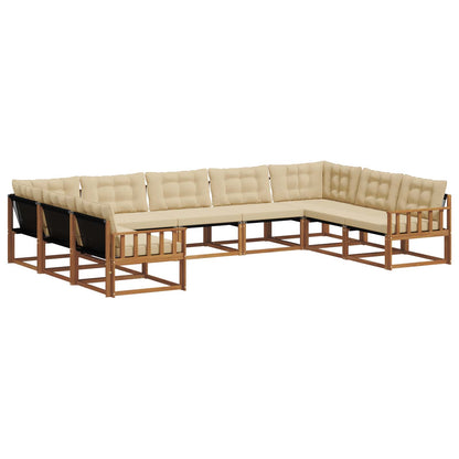 Set di divani da esterno con cuscino 9 pcs Naturale e Beige | homemem39