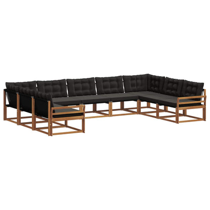 Set di divani da esterno con cuscino 9 pcs Naturale e Nero | homemem39