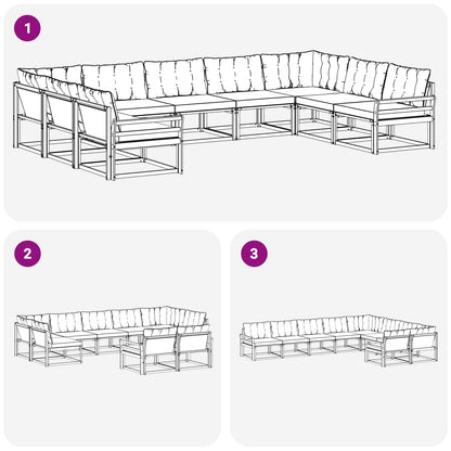 Set di divani da esterno con cuscino 9 pcs Naturale e Nero | homemem39