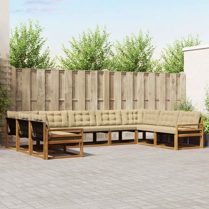 Set di divani da esterno con cuscino 9 pcs Naturale e Beige | homemem39
