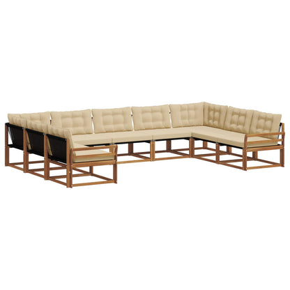 Set di divani da esterno con cuscino 9 pcs Naturale e Beige | homemem39