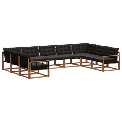 Set di divani da esterno con cuscino 9 pcs Naturale e Nero | homemem39