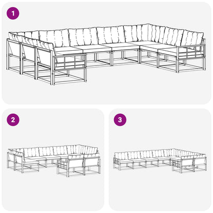 Set di divani da esterno con cuscino 9 pcs Naturale e Nero | homemem39