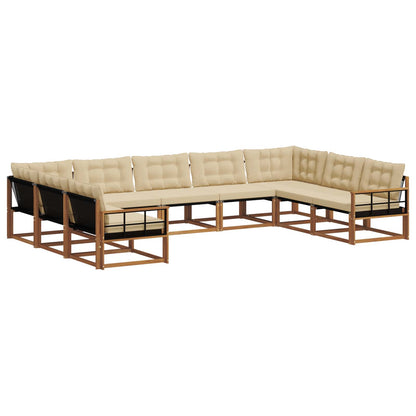 Set di divani da esterno con cuscino 9 pcs Naturale e Beige | homemem39