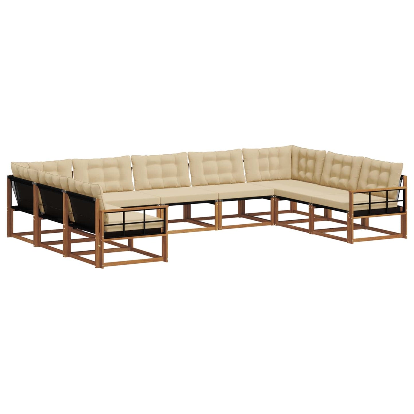Set di divani da esterno con cuscino 9 pcs Naturale e Beige