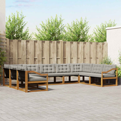 Set di divani da esterno 9 pcs Grigio Naturale e Chiaro