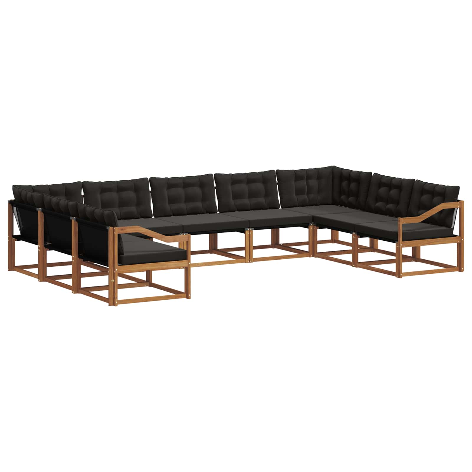 Set di divani da esterno con cuscino 9 pcs Naturale e Nero | homemem39