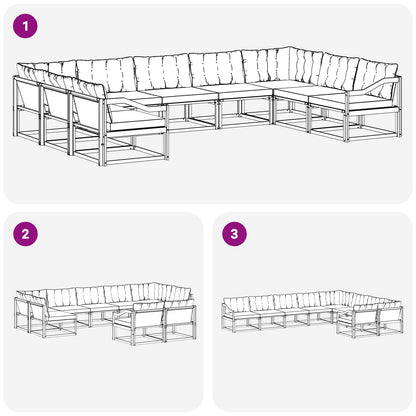 Set di divani da esterno con cuscino 9 pcs Naturale e Nero | homemem39