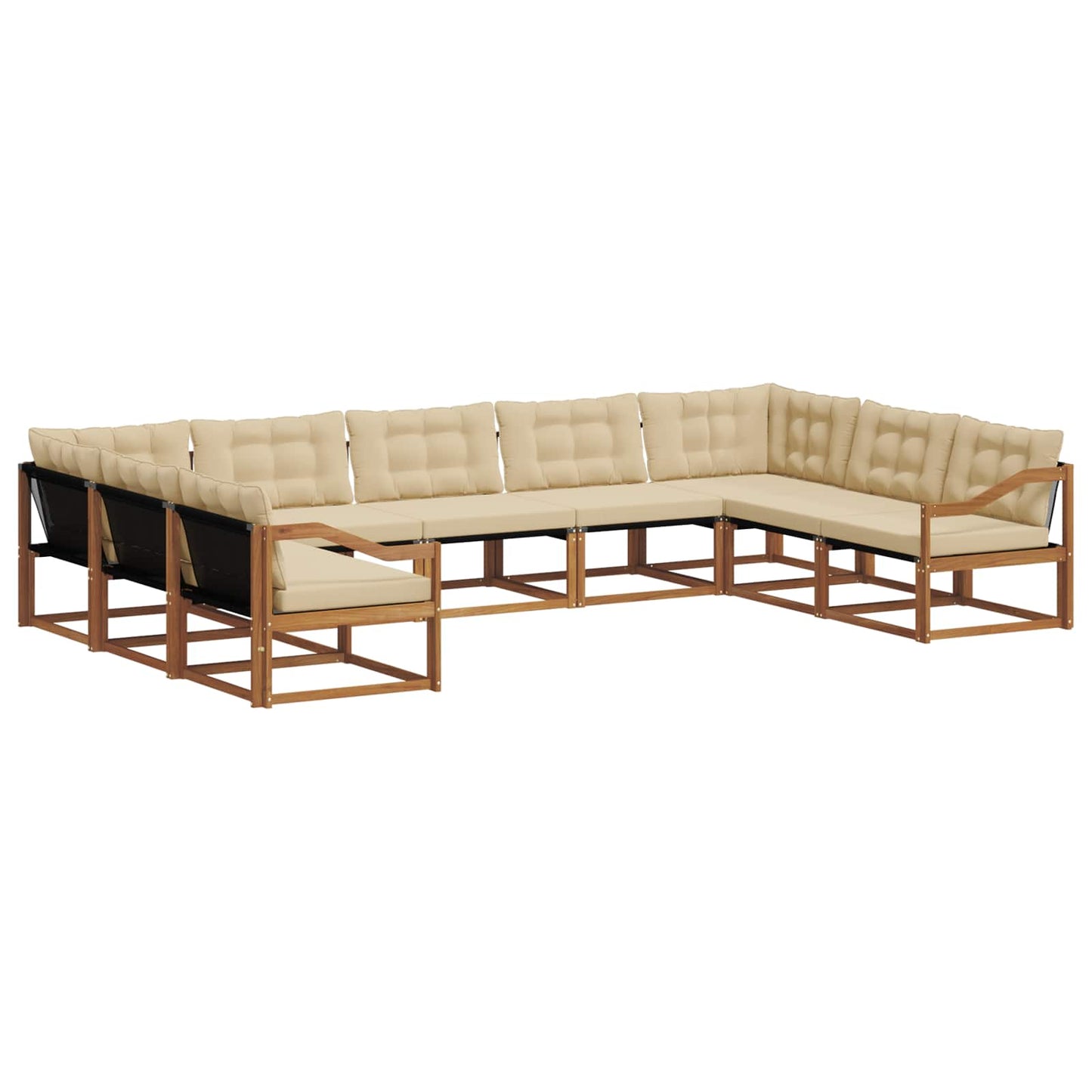 Set di divani da esterno con cuscino 9 pcs Naturale e Beige