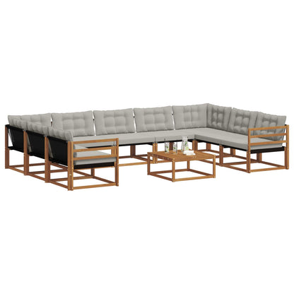 Set di divani da esterno 10 pcs Grigio Naturale e Chiaro | homemem39