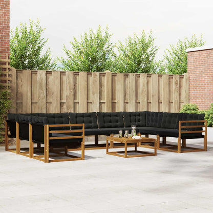 Set di divani da esterno con cuscino 10 pcs Naturale e Nero