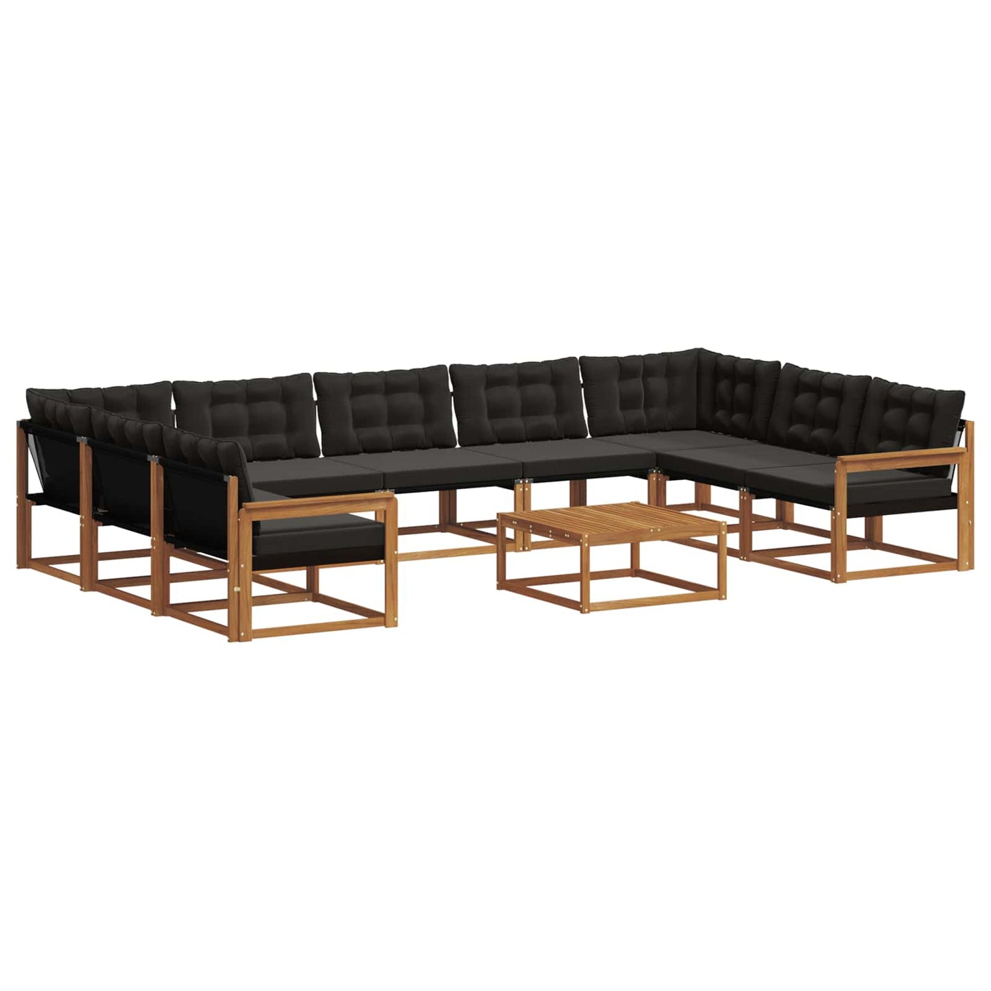 Set di divani da esterno con cuscino 10 pcs Naturale e Nero | homemem39