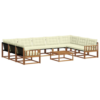 Set di divani da esterno con cuscino 10 pcs Naturale e Crema