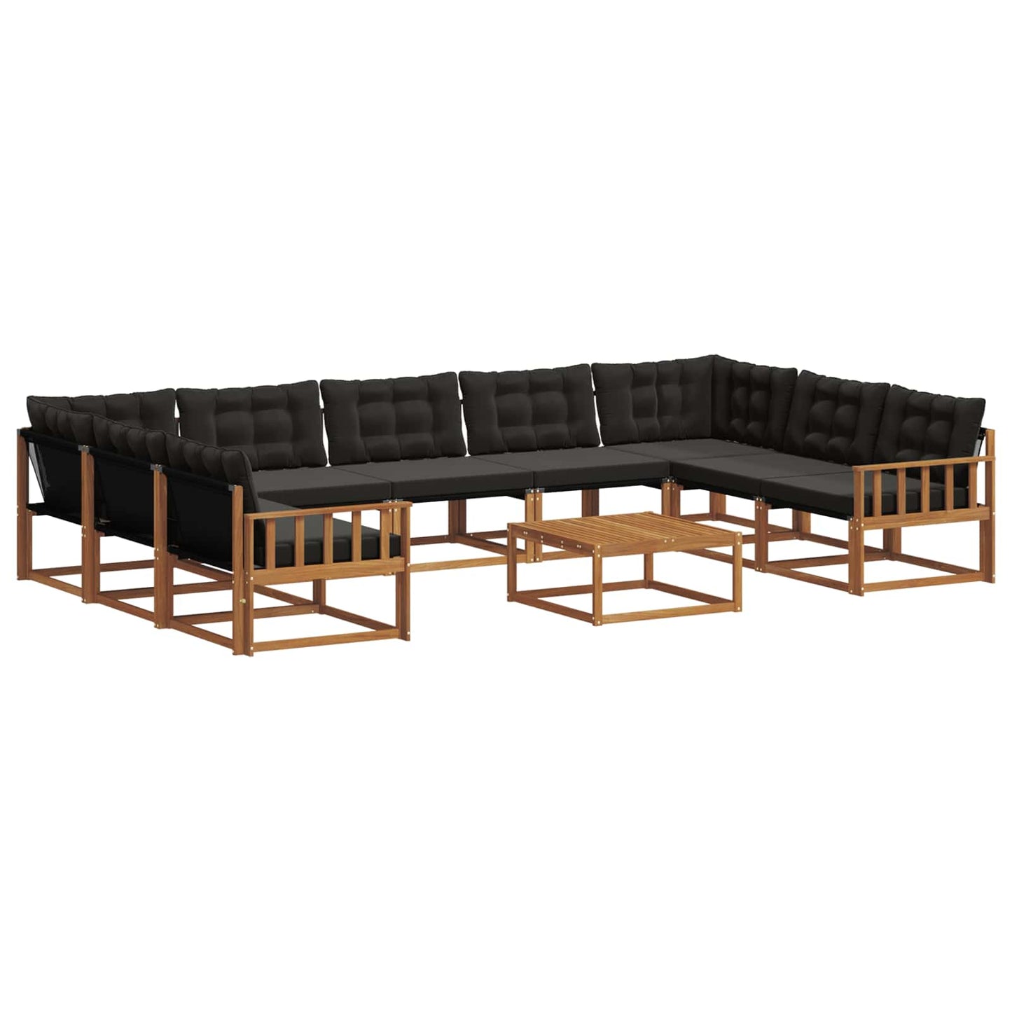 Set di divani da esterno con cuscino 10 pcs Naturale e Nero | homemem39