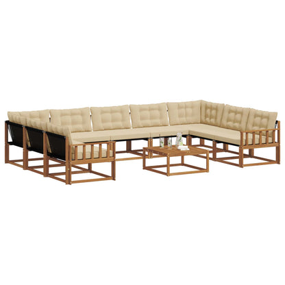 Set di divani da esterno con cuscino 10 pcs Naturale e Beige | homemem39