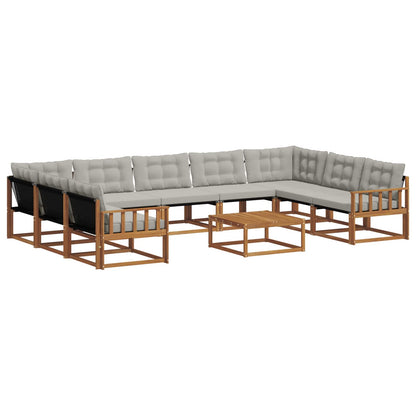 Set di divani da esterno 10 pcs Grigio Naturale e Chiaro | homemem39