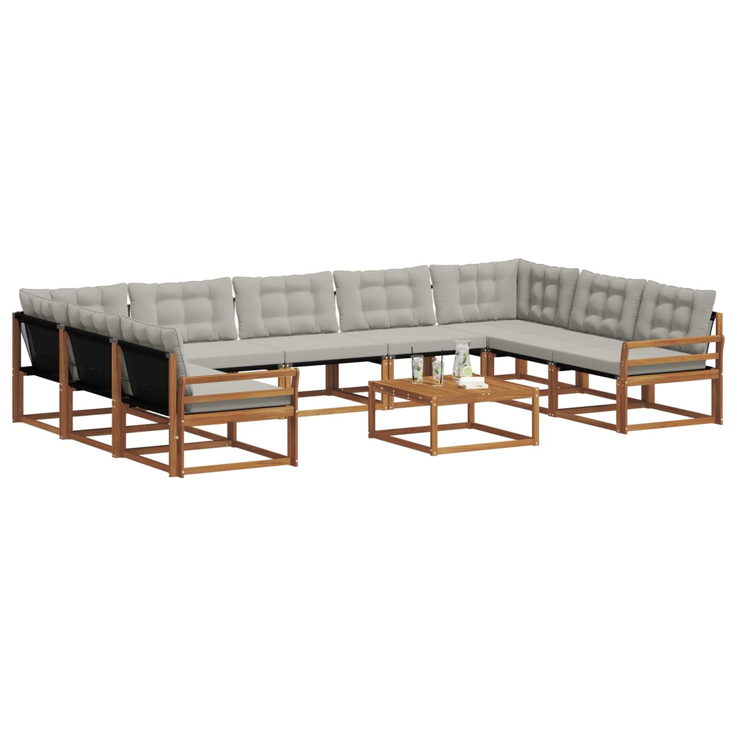 Set di divani da esterno 10 pcs Grigio Naturale e Chiaro | homemem39