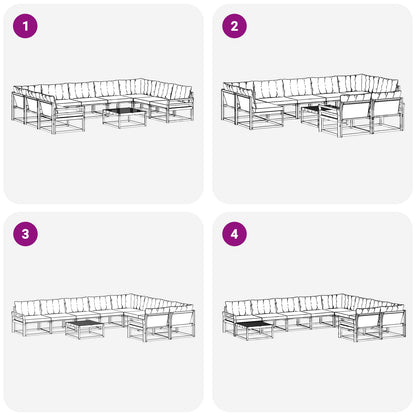 Set di divani da esterno 10 pcs Grigio Naturale e Chiaro | homemem39
