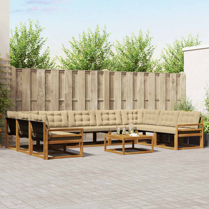 Set di divani da esterno con cuscino 10 pcs Naturale e Beige