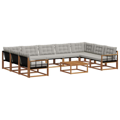 Set di divani da esterno 10 pcs Grigio Naturale e Chiaro | homemem39