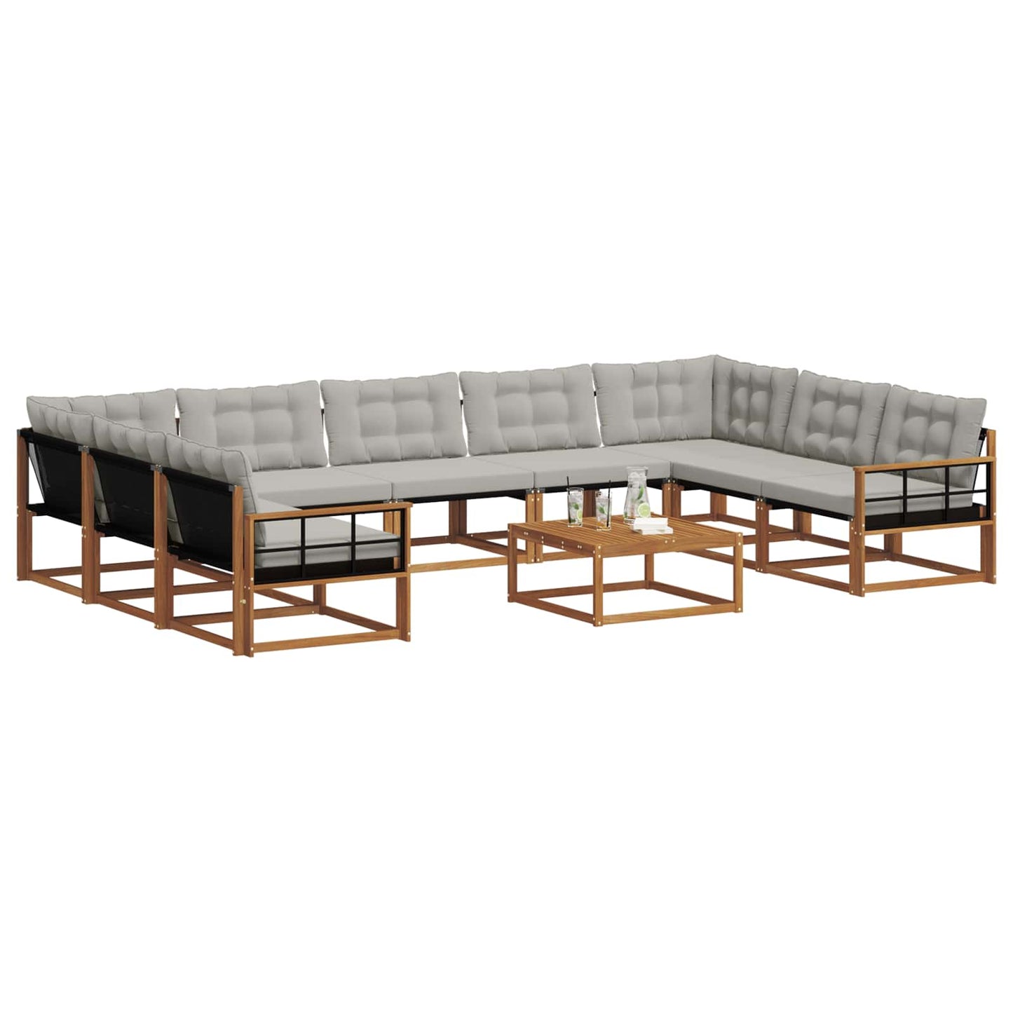 Set di divani da esterno 10 pcs Grigio Naturale e Chiaro | homemem39