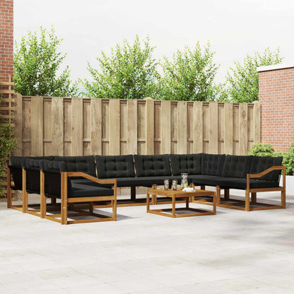 Set di divani da esterno con cuscino 10 pcs Naturale e Nero | homemem39