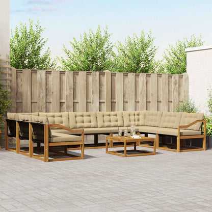 Set di divani da esterno con cuscino 10 pcs Naturale e Beige | homemem39