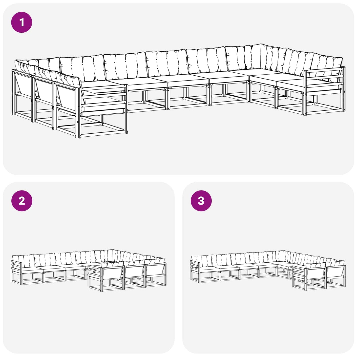 Set di divani da esterno 10 pcs Grigio Naturale e Chiaro | homemem39