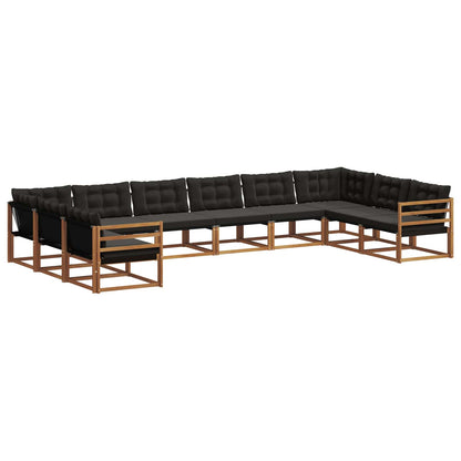 Set di divani da esterno con cuscino 10 pcs Naturale e Nero | homemem39