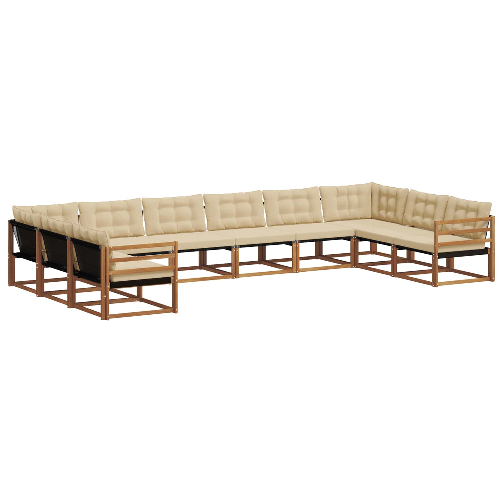 Set di divani da esterno con cuscino 10 pcs Naturale e Beige | homemem39