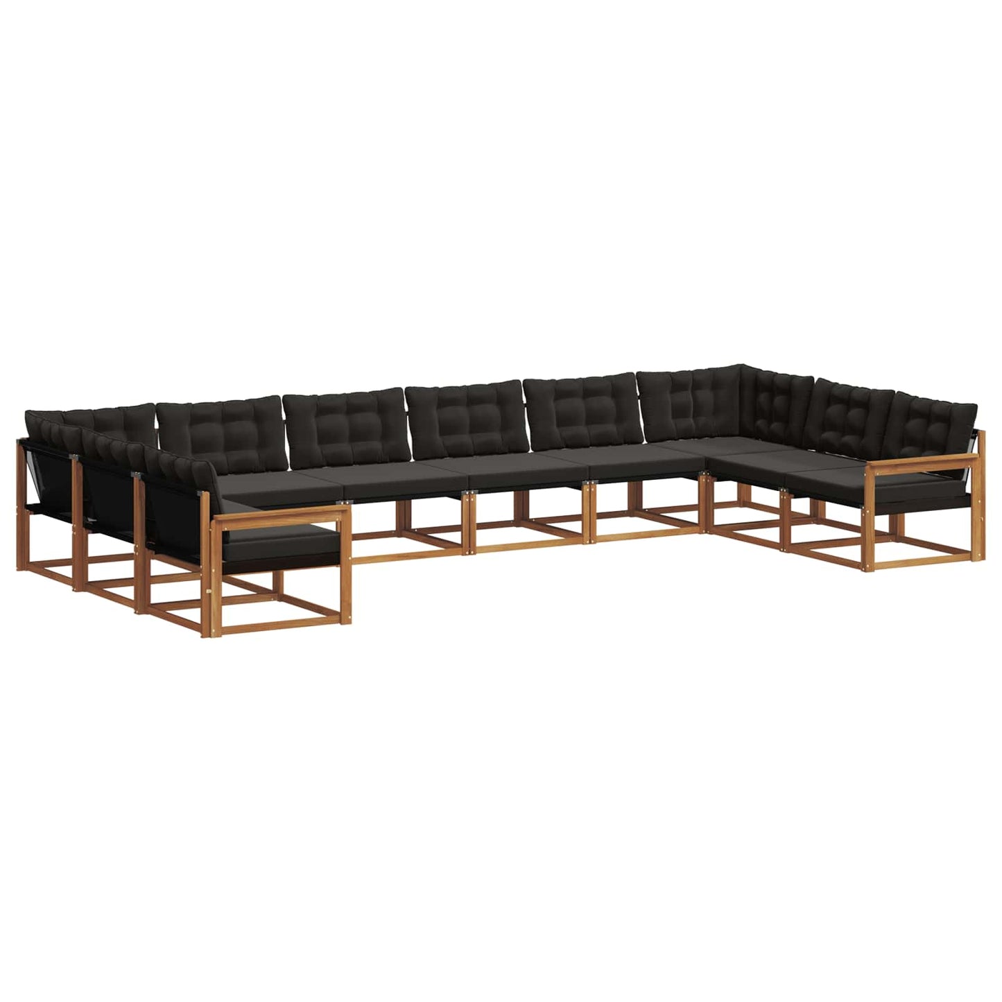 Set di divani da esterno con cuscino 10 pcs Naturale e Nero