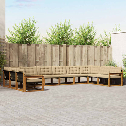 Set di divani da esterno con cuscino 10 pcs Naturale e Beige | homemem39