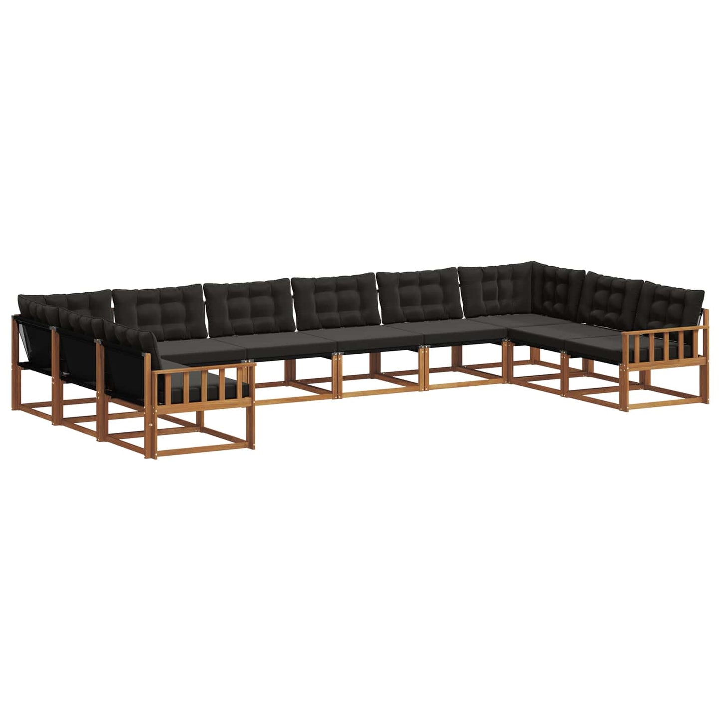 Set di divani da esterno con cuscino 10 pcs Naturale e Nero | homemem39