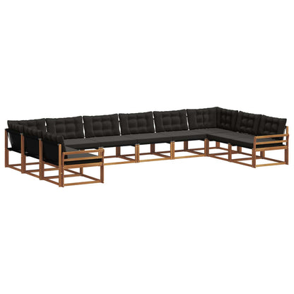Set di divani da esterno con cuscino 10 pcs Naturale e Nero