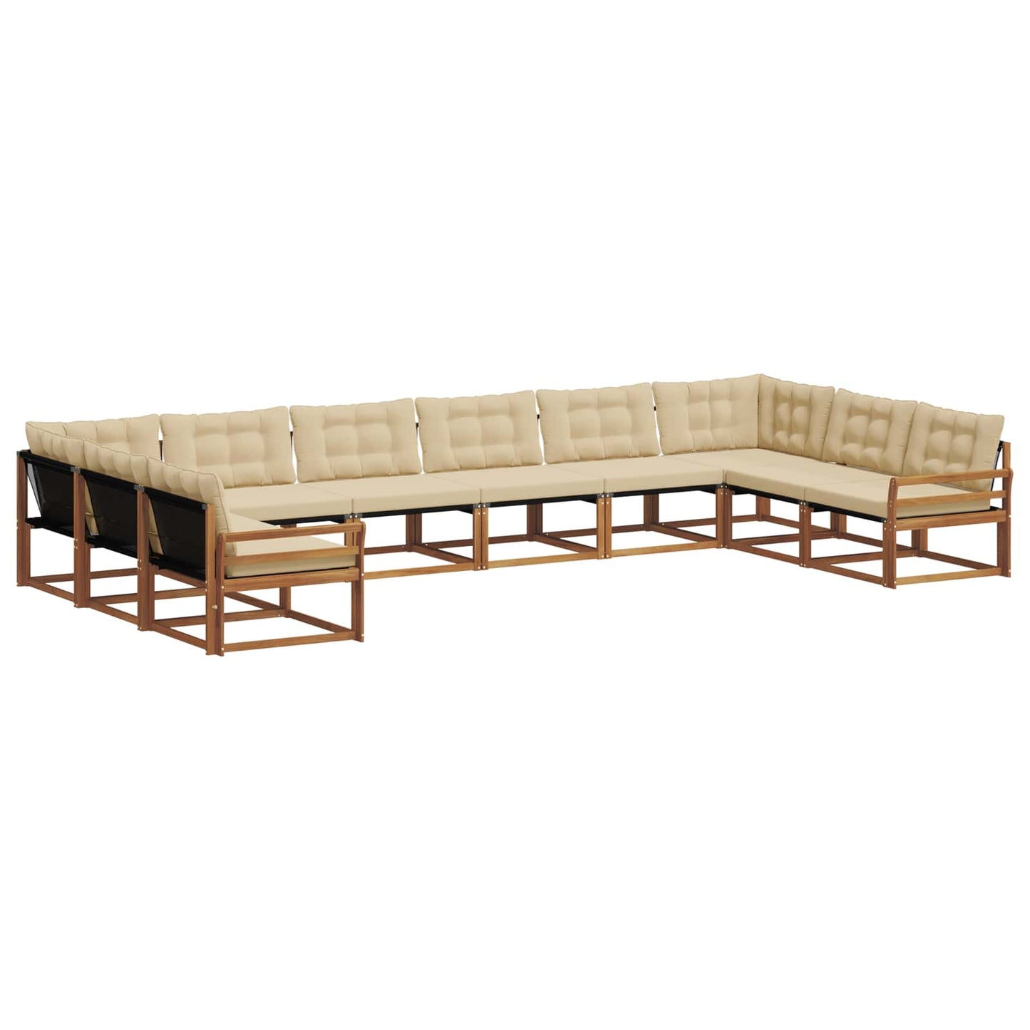 Set di divani da esterno con cuscino 10 pcs Naturale e Beige | homemem39