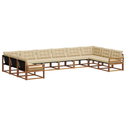 Set di divani da esterno con cuscino 10 pcs Naturale e Beige | homemem39