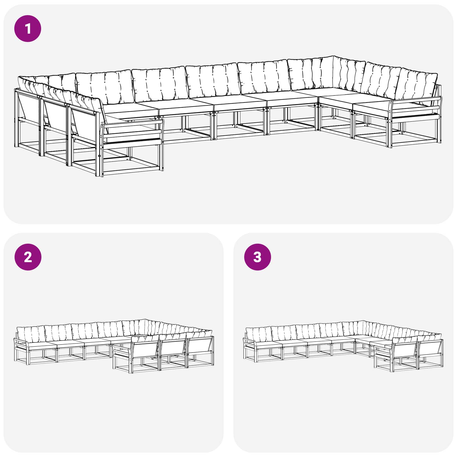 Set di divani da esterno con cuscino 10 pcs Naturale e Beige | homemem39