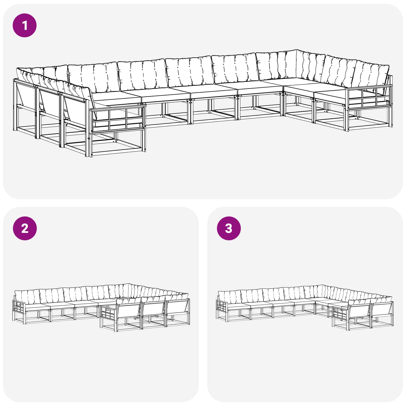 Set di divani da esterno 10 pcs Grigio Naturale e Chiaro | homemem39