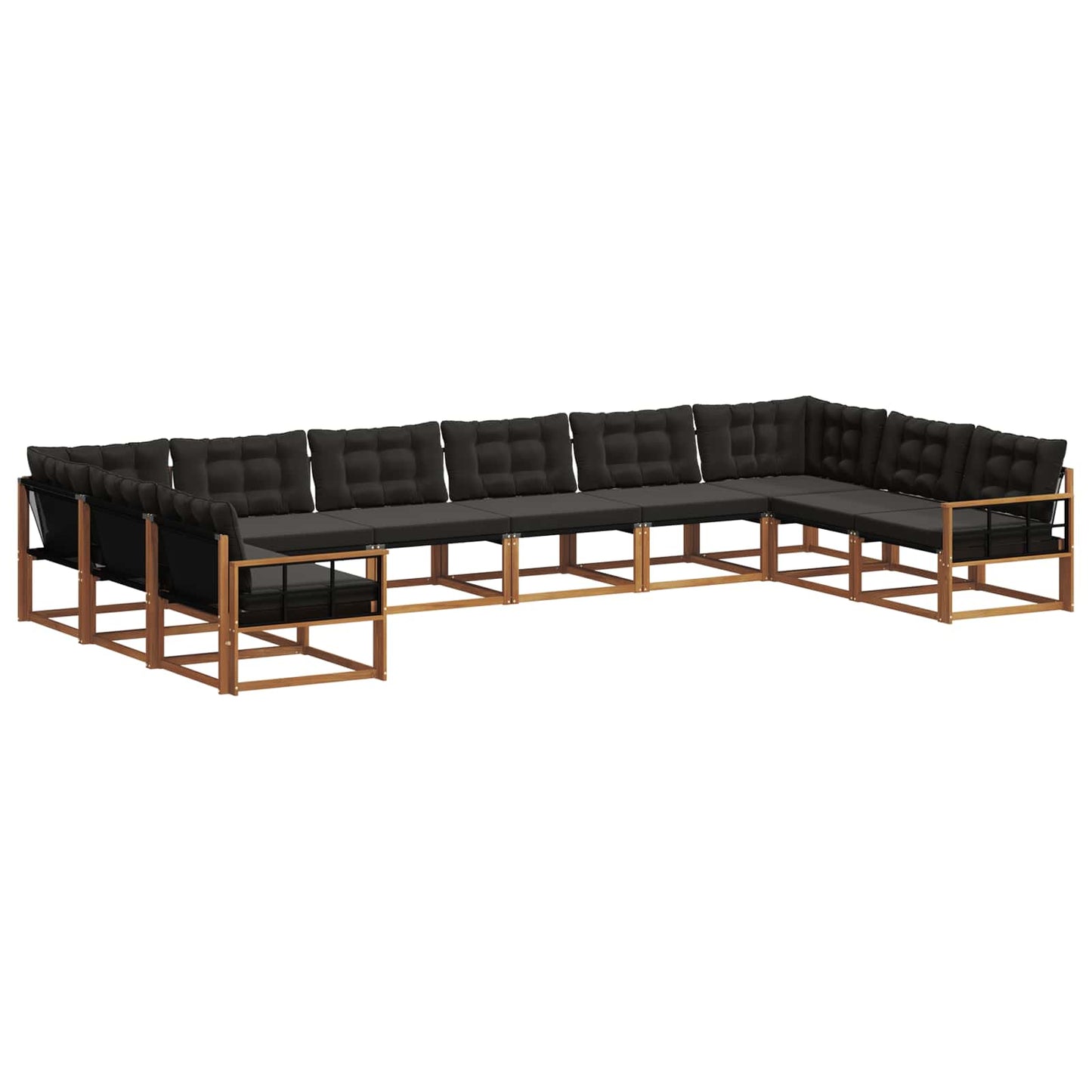 Set di divani da esterno con cuscino 10 pcs Naturale e Nero | homemem39