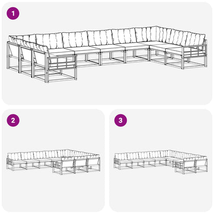 Set di divani da esterno con cuscino 10 pcs Naturale e Nero | homemem39