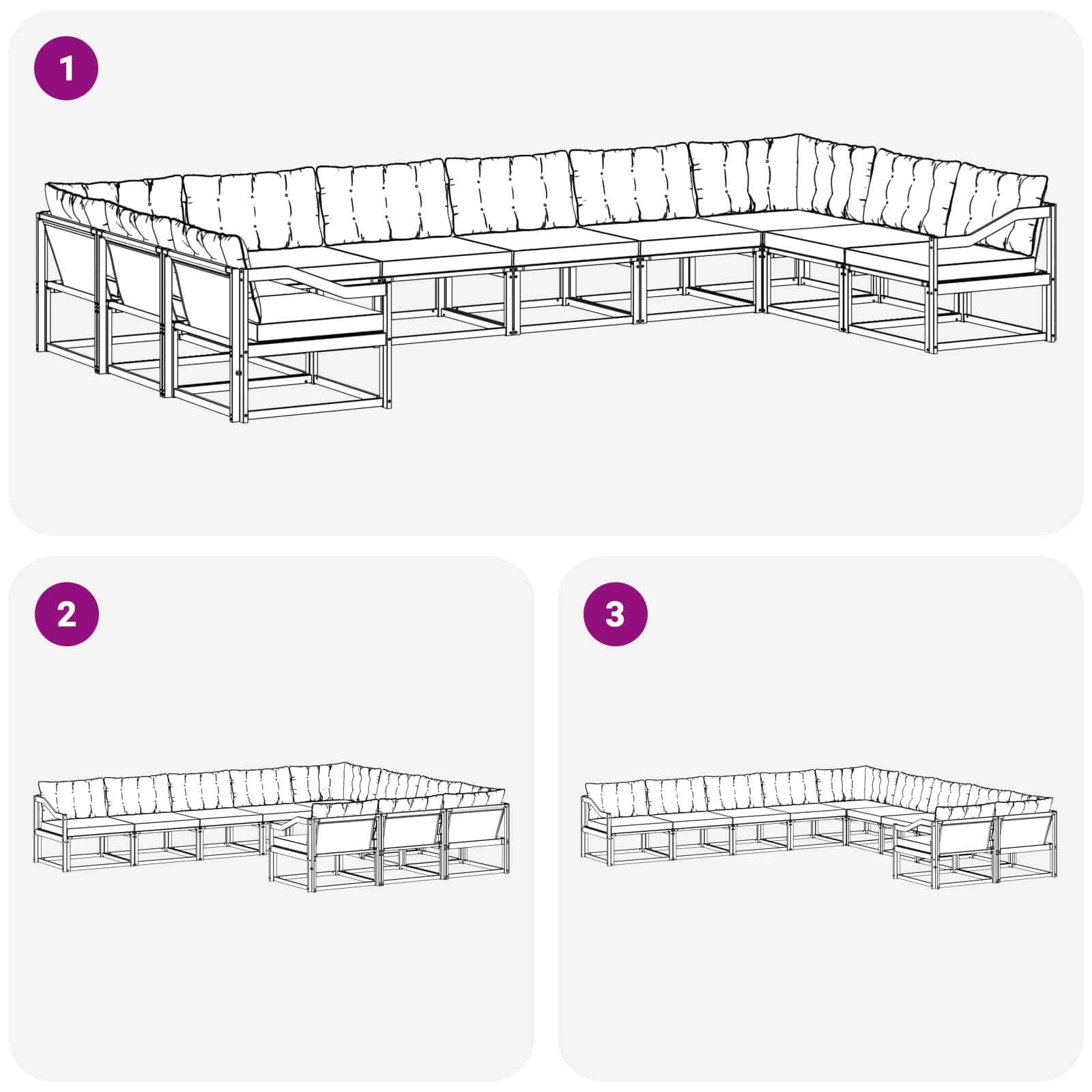 Set di divani da esterno 10 pcs Grigio Naturale e Chiaro | homemem39