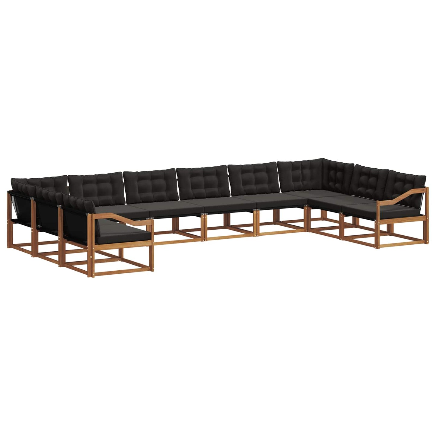 Set di divani da esterno con cuscino 10 pcs Naturale e Nero | homemem39