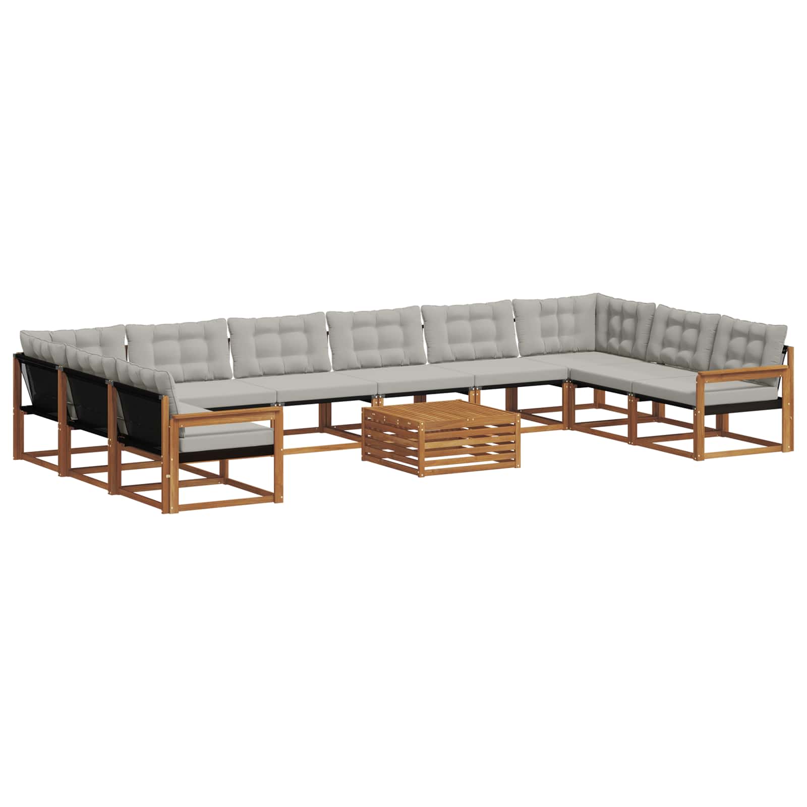 Set di divani da esterno 11 pcs Grigio Naturale e Chiaro | homemem39