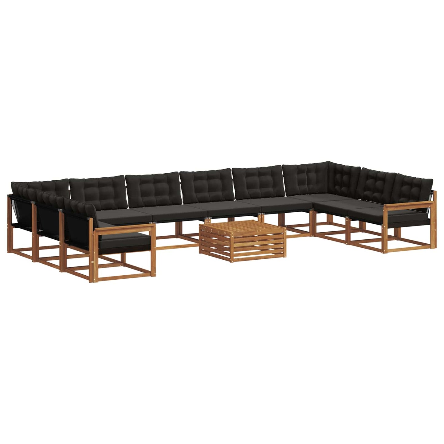Set di divani da esterno con cuscino 11 pcs Naturale e Nero | homemem39